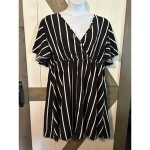 SHEIN Curve Black & White Striped Short Sleeve Dress Women’s Size 2XL
